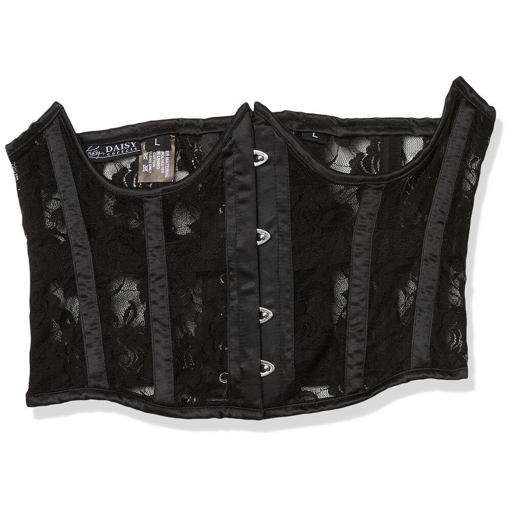 3197 Lavish Sheer Black Lace Open Bust Underwire Short Underbust Corset 2X